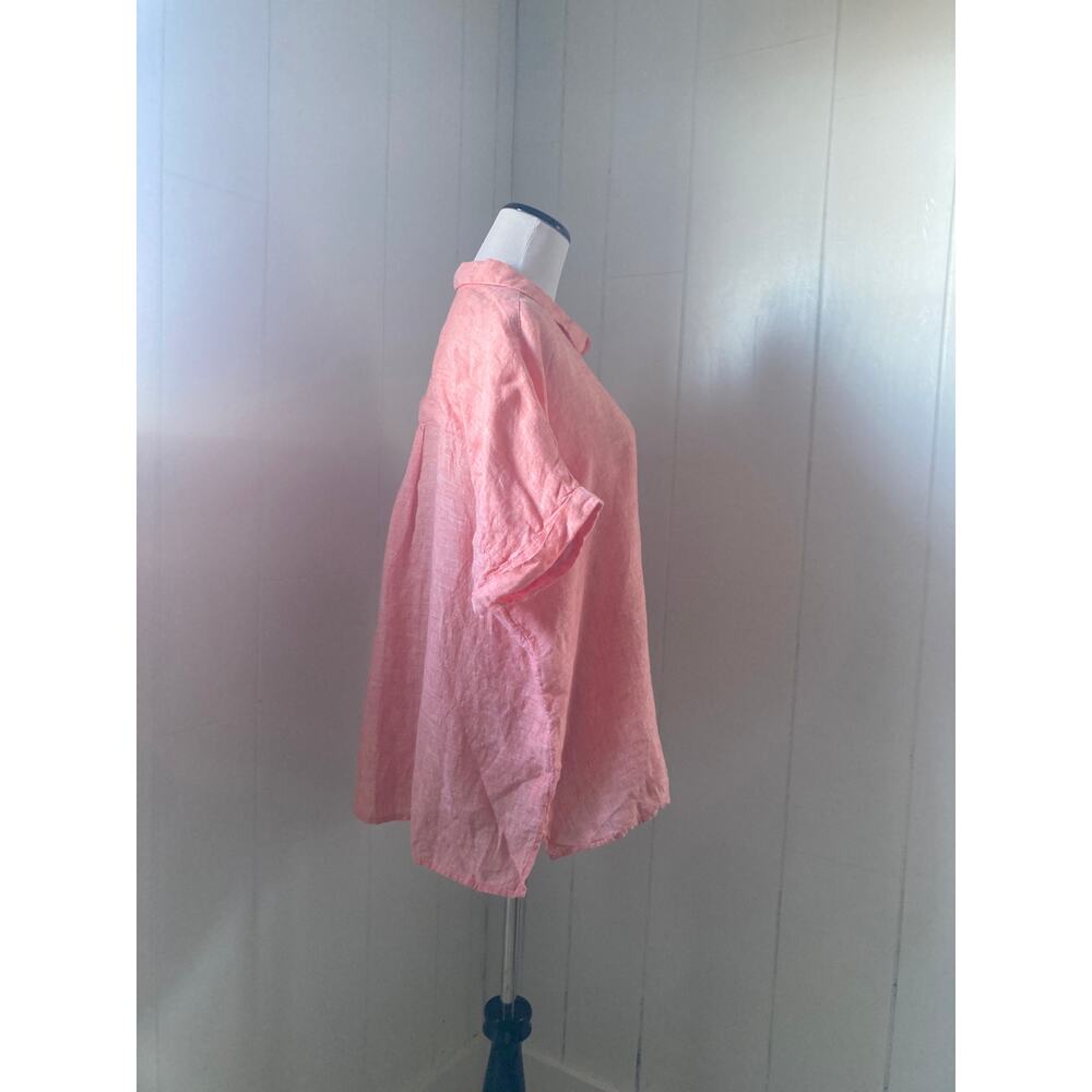 Rachel Roy Peach Linen Buttondown Shirt, Size XL - Picture 2 of 5